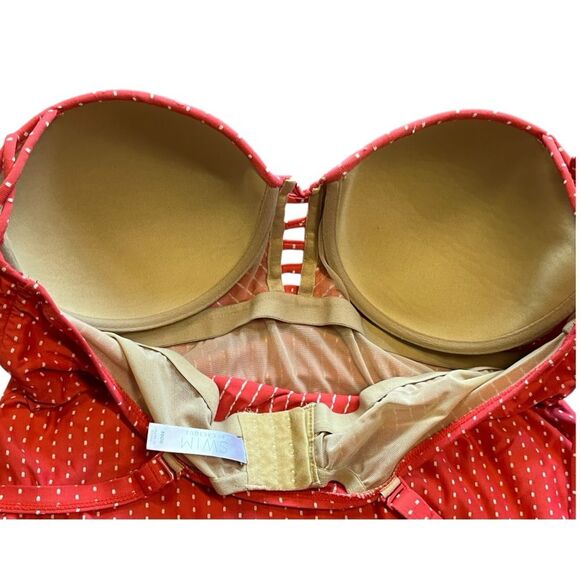 Lane Bryant Swim by Cacique Coral Dot Underwire Tankini Brief Set 38DD 14 - Picture 7 of 12